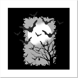 Halloween Forest Bats Posters and Art